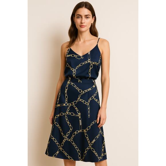 Banana Republic NWT Chain Print Satin Tank & Midi Skirt Set Old Money Chic - Picture 12 of 13